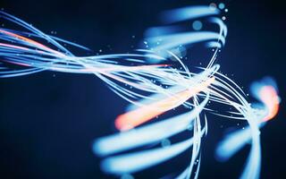 Flowing curves with glowing neon lines, 3d rendering. photo