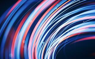 Flowing curves with glowing neon lines, 3d rendering. photo