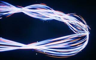 Flowing curves with glowing neon lines, 3d rendering. photo