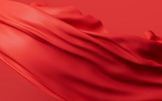 Flowing red wave cloth, 3d rendering. photo