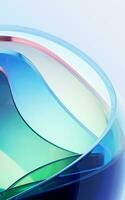 Gradient transparent curve glass, 3d rendering. photo