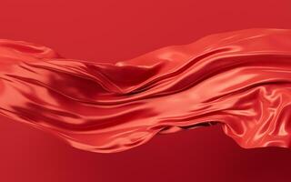 Flowing red wave cloth, 3d rendering. photo