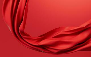 Flowing red wave cloth, 3d rendering. photo