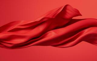 Flowing red wave cloth, 3d rendering. photo