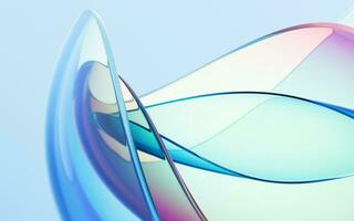 Gradient transparent curve glass, 3d rendering. photo
