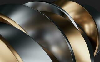 Metallic curve geometry background, 3d rendering. photo