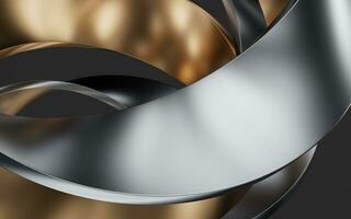 Metallic curve geometry background, 3d rendering. photo