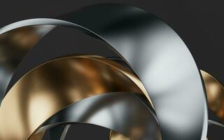 Metallic curve geometry background, 3d rendering. photo