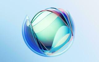 Gradient transparent curve glass, 3d rendering. photo