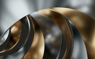 Metallic curve geometry background, 3d rendering. photo