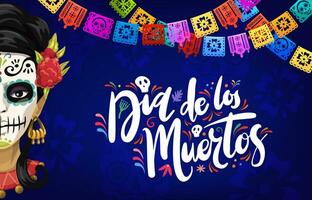 Day of dead holiday, Dia de los Muertos banner vector