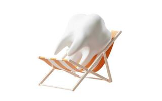 Tooth in the beach chair, 3d rendering. photo