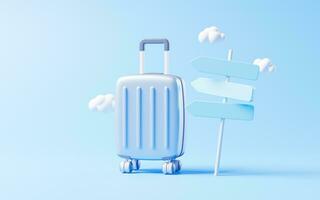 Cartoon style luggage with travel theme, 3d rendering. photo