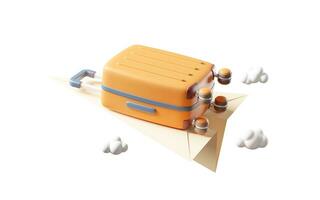 dibujos animados estilo equipaje con viaje tema, 3d representación. foto