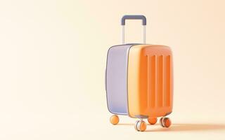 Cartoon style luggage with travel theme, 3d rendering. photo