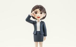 Short hair business girl with suit jacket, 3d rendering. photo