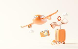 Airplane with cartoon style, 3d rendering. photo