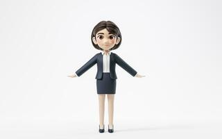 corto pelo negocio niña con traje chaqueta, 3d representación. foto