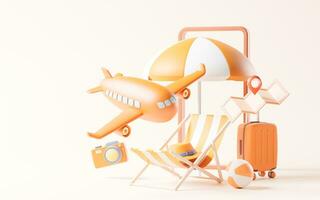 Airplane with cartoon style, 3d rendering. photo