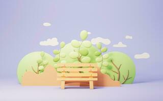 Park scene with cartoon style, 3d rendering. photo