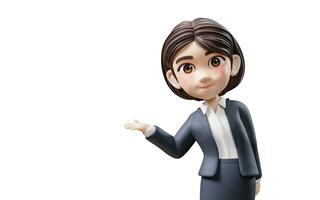 Short hair business girl with suit jacket, 3d rendering. photo