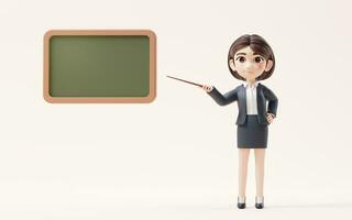 Short hair business girl with suit jacket, 3d rendering. photo