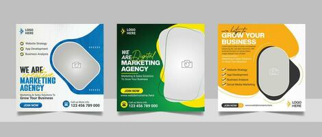 Digital marketing agency webinar social media post banner corporate business conference square flyer template vector