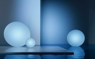 Empty stage with water surface, 3d rendering. photo