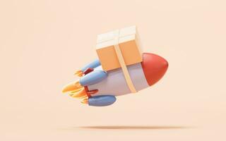 Logistics and rocket, fast transportation, 3d rendering. photo