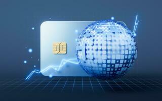 Bank card with 3d cartoon style, 3d rendering. photo