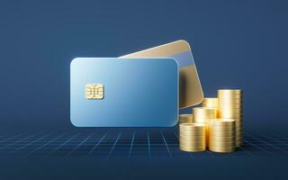 Bank card with 3d cartoon style, 3d rendering. photo