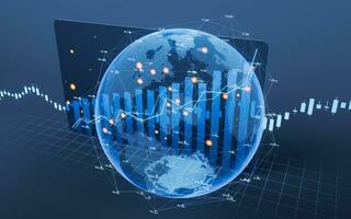 Digital earth with financial graph, 3d rendering. photo