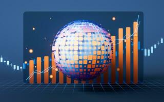 Digital earth with financial graph, 3d rendering. photo