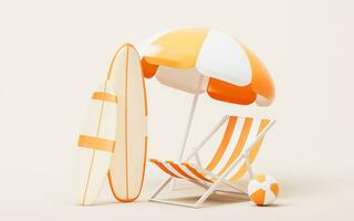 tabla de surf y recurso con dibujos animados estilo, 3d representación. foto