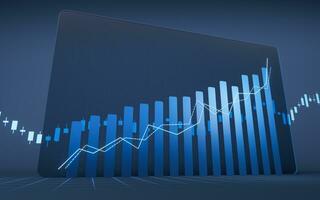 estadístico grafico con negocio Finanzas concepto, 3d representación. foto