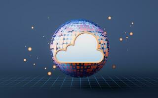 Cloud computing with digital sphere, 3d rendering. photo