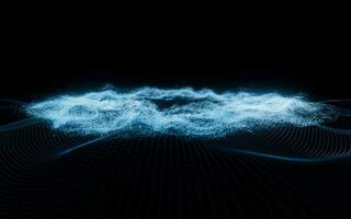 Abstract wave particles background, 3d rendering. photo