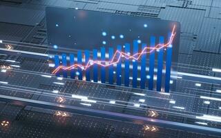 statistical graph with business finance concept, 3d rendering. photo