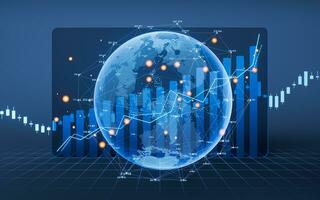 Digital earth with financial graph, 3d rendering. photo