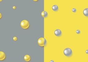 Contrast gray and yellow glossy beads abstract background vector