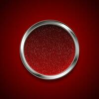 Silver metallic circle with shiny dots on red background vector