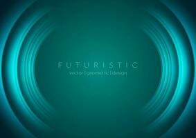 Cyan shiny technology background with abstract round shapes vector