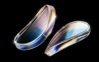 Colorful curve glass with dispersion, 3d rendering. photo