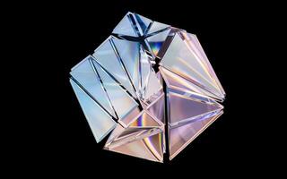 Glass geometries with dispersion colors, 3d rendering. photo