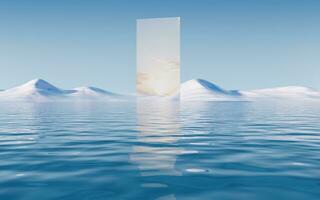 Lake and water surface background, 3d rendering. photo