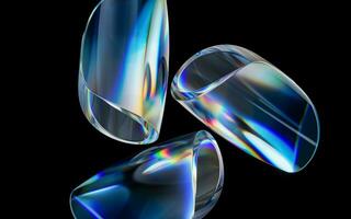 Colorful curve glass with dispersion, 3d rendering. photo