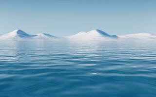 Lake and water surface background, 3d rendering. photo