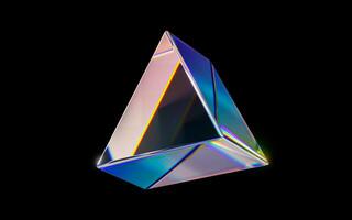 Glass geometries with dispersion colors, 3d rendering. photo