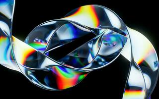 Colorful curve glass with dispersion, 3d rendering. photo