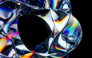 Colorful curve glass with dispersion, 3d rendering. photo